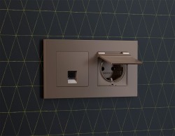 Комплект мех-ма компьютерной розетки RJ-45 экранированной с автоматической защитной шторкой Alfa Темная бронза матовый Quant Ambrella Volt MA642005 (AP6420, VM185)