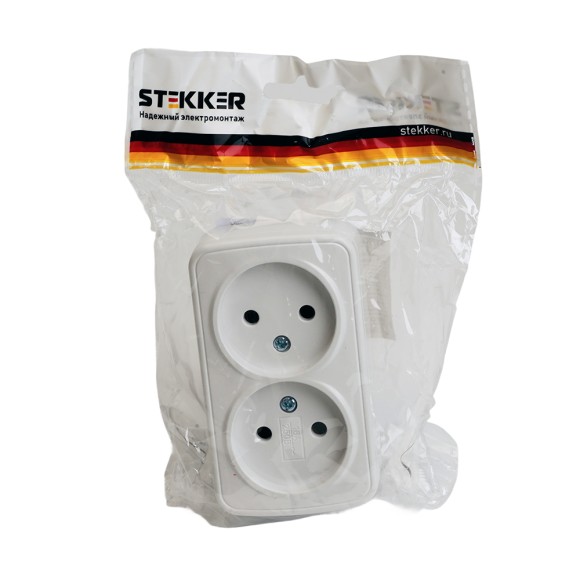 Розетка накладная 2-местная Stekker Basic PST10-502-20 50075
