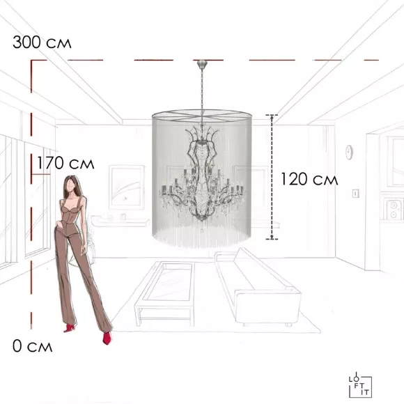 Подвесная люстра Loft IT Vaille Crystal 10450/1200, Металл Подвесная люстра Loft IT Vaille Crystal 10450/1200, Металл