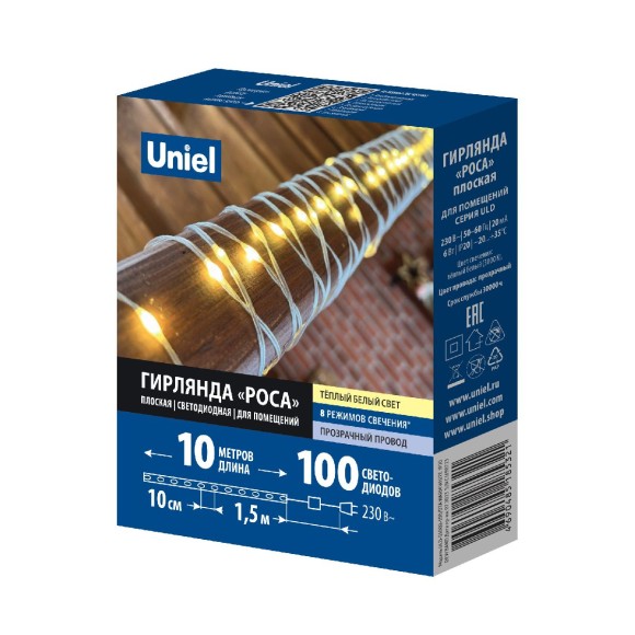 Гирлянда Uniel ULD-S1000-100/DTA WARM WHITE IP20 DEW BAND UL-00011306