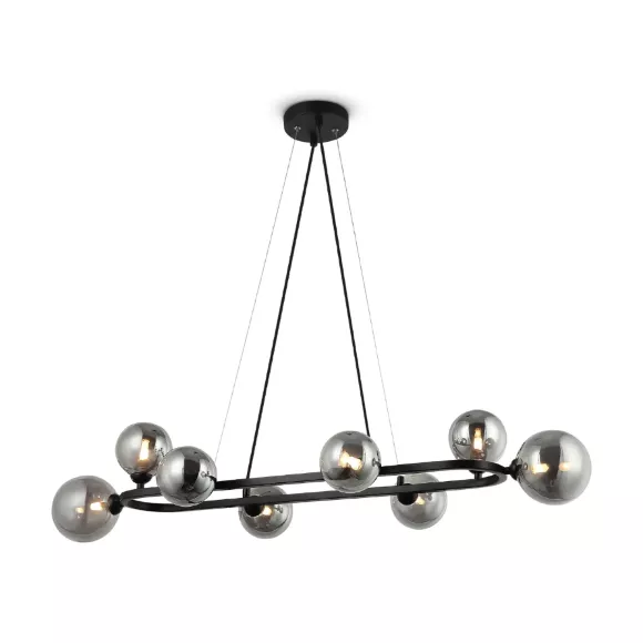 Подвесной светильник Freya Globos FR5222PL-08B, Дымчатый, Черный, Металл