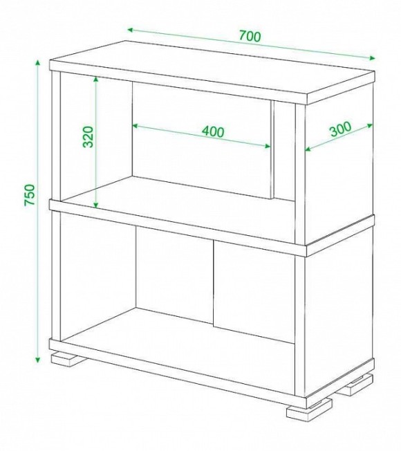 Стеллаж книжный Домино нельсон СБ-10_2 MER_SB-10_2_N