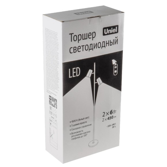 Торшер Uniel ULM-T600 2х6W/4500K/DIM BLACK UL-00010174