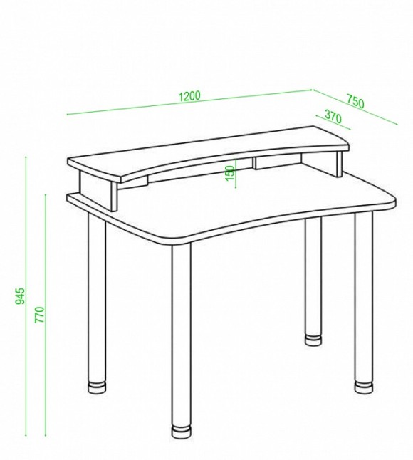 Стол компьютерный Домино Лайт СКЛ-Софт120МО+НКИЛ120 MER_SKL-Soft120MO-NKIL120_K