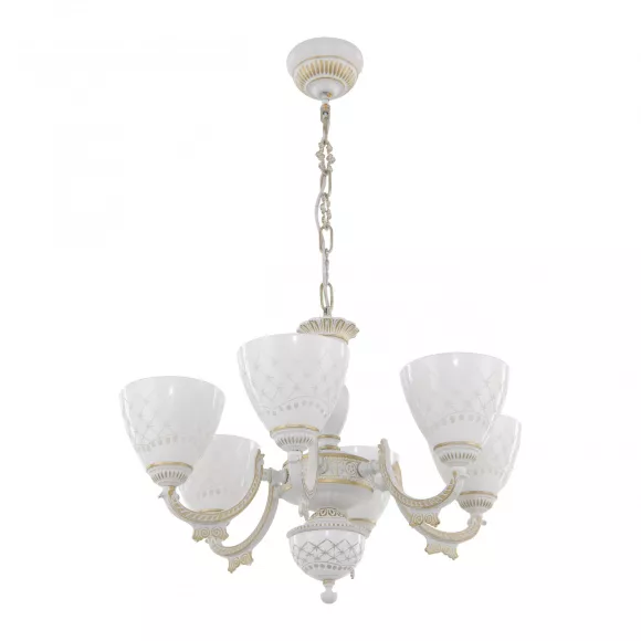 Подвесная люстра Arte Milano 343837/6 WT+G, Классика, Белый Подвесная люстра Arte Milano 343837/6 WT+G, Классика, Белый