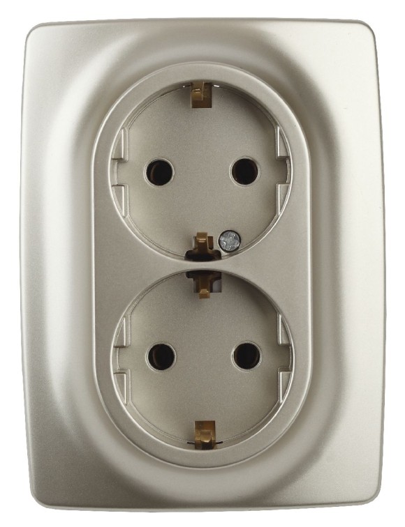 Розетка ЭРА 12 2x2P E Schuko со шторками 16A 250V 12-2108-04 Б0036445
