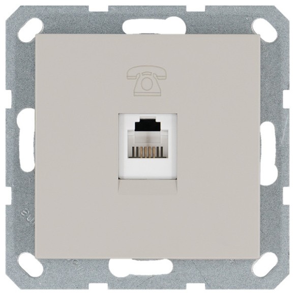 Телефонная розетка RJ11 с накладкой, цвет Тауп Jasmart G6101T
