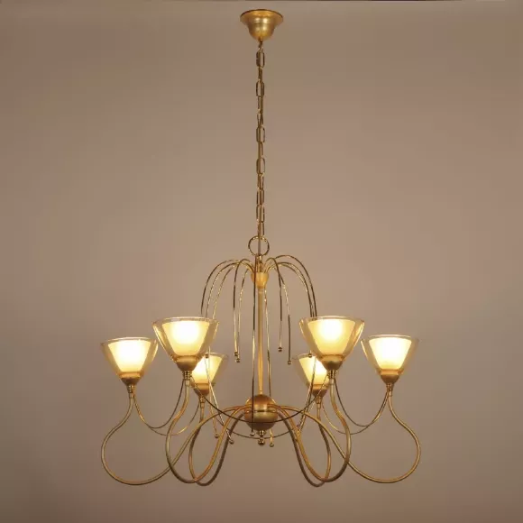 Подвесная люстра Abrasax L.2206/6, Золото, Янтарный, Металл Подвесная люстра Abrasax L.2206/6, Золото, Янтарный, Металл