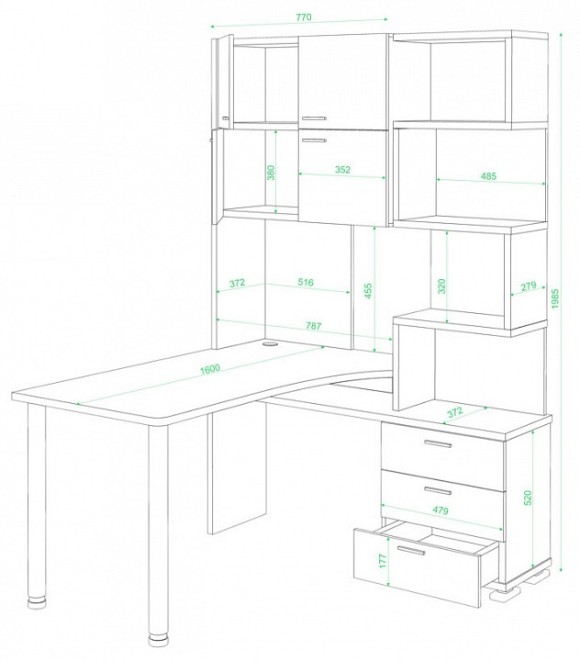 Стол компьютерный Домино СР-500М/160 MER_SR-500M-160-SH-CH-PRAV