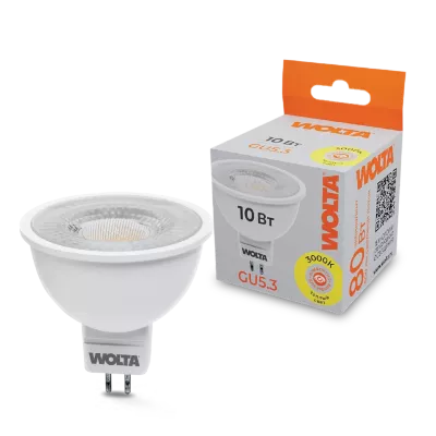 Светодиодная лампа WOLTA 10Вт 3000K GU5.3 матовая WSTD-MR16-220V10W3KGU5.3-L