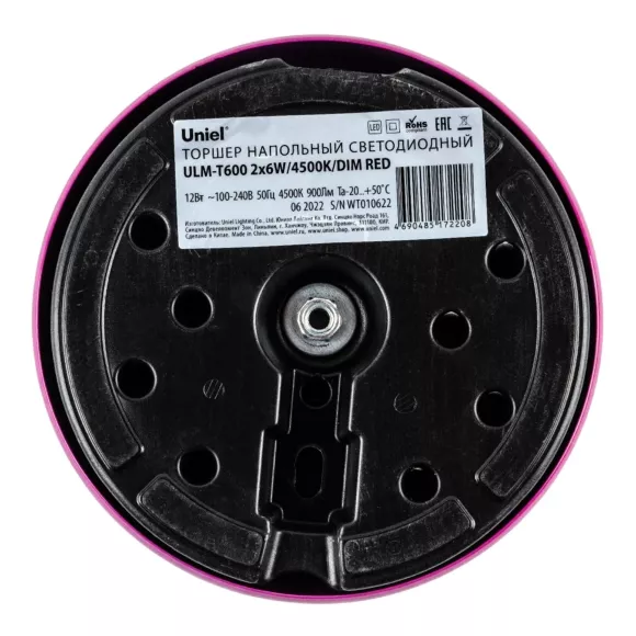 Торшер Uniel ULM-T600 2х6W/4500K/DIM RED UL-00010176, Нейтральный белый, ≥80, Современный