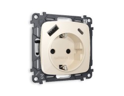 Комплект механизма розетки 2USB A+C 20W (быстрая зарядка) с/з Ambrella Volt Omega MO310010