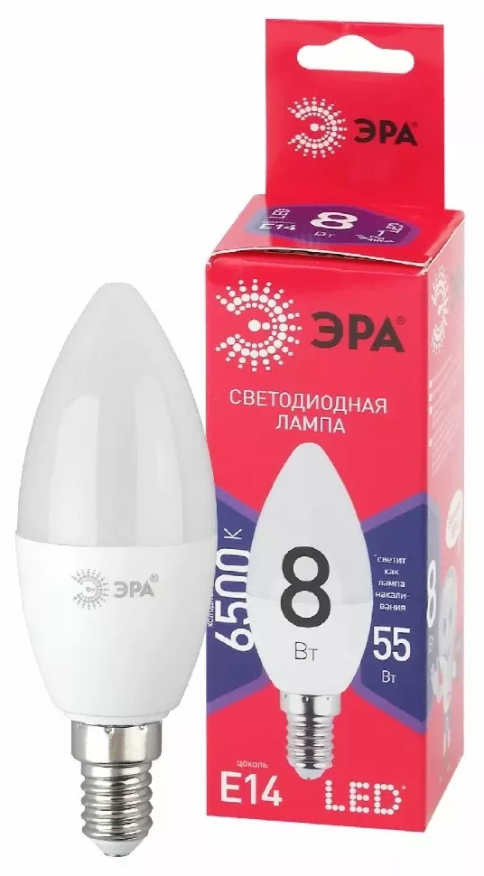 Лампа светодиодная Эра E14 8W 6500K LED B35-8W-865-E14 R Б0045341 Лампа светодиодная Эра E14 8W 6500K LED B35-8W-865-E14 R Б0045341