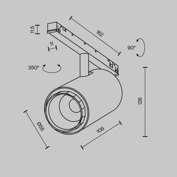 Трековый магнитный светильник Maytoni Technical Focus Zoom Exility X TR244-12W3K-B