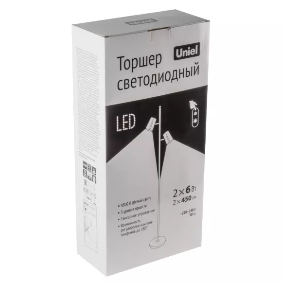 Торшер Uniel ULM-T600 2х6W/4500K/DIM WHITE UL-00010175, ≥80, Современный, Белый
