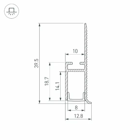 Алюминиевый профиль Arlight WALL-FANTOM-BENT-W10-SIDE-2000 ANOD 043694(1)