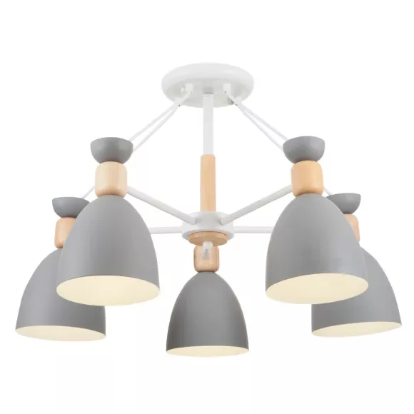 Потолочная люстра Freya Delia FR5033CL-05W, Белый, Серый, Металл Потолочная люстра Freya Delia FR5033CL-05W, Белый, Серый, Металл