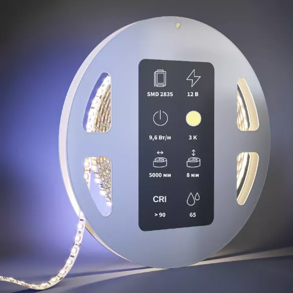 Светодиодная лента Maytoni Ultra 12В 2835 9,6Вт/м 3000К 5м IP65 201034 Светодиодная лента Maytoni Ultra 12В 2835 9,6Вт/м 3000К 5м IP65 201034