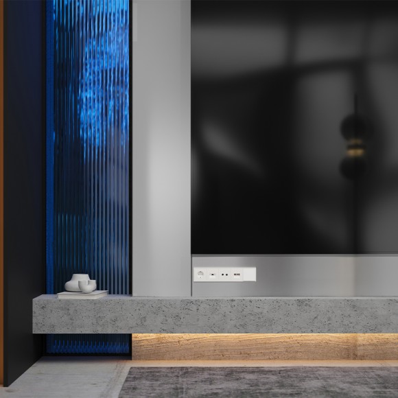 Накладка для розетки акустической 4-местной  Voltum S70 (хлопок) VLS001513