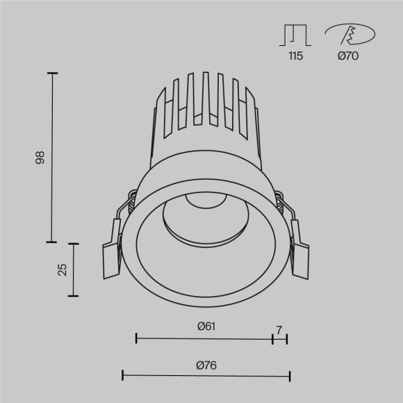 Встраиваемый светильник Maytoni Technical Dip DL117-15W-3K-W