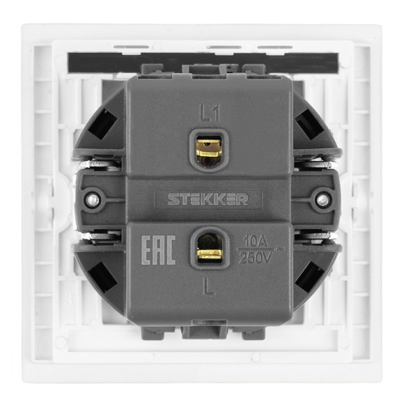 Выключатель 1-клавишный c индикатором (механизм) Stekker Мия 250В 10А RSW10-3101-01 белая магнолия 50431