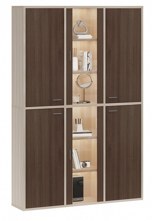 Шкаф-витрина Домино СУ(ш3в2)+4ФГ+2ФС MER_SUsh3v2-4FG-2FS-KSH-karamel-shamoni-CH