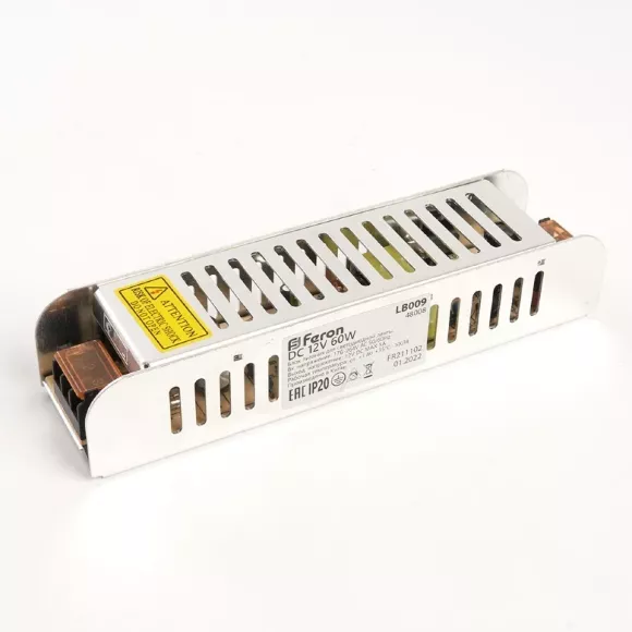 Трансформатор для светодиодной ленты Feron LB009 60Вт 12В IP20 48008 Трансформатор для светодиодной ленты Feron LB009 60Вт 12В IP20 48008