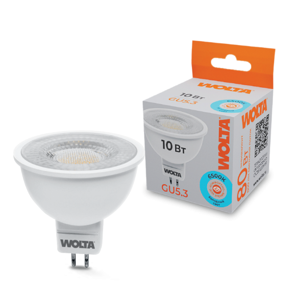 Светодиодная лампа WOLTA 10Вт 6500K GU5.3 матовая WSTD-MR16-220V10W6KGU5.3-L