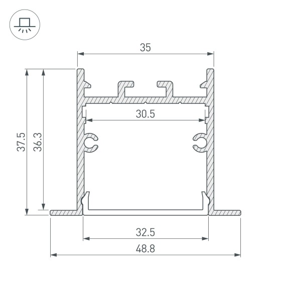 Алюминиевый профиль Arlight SL-LINIA49S-F-2000 ANOD BLACK 039389