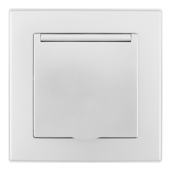 Комплект розетки с/з и шторками, защитной крышкой и рамкой Arte Milano SET06-1-41-1 silver