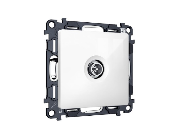 Комплект механизма TV розетки оконечной экранированной 5-1000MHz 3dB Alfa Белый глянец Quant Ambrella Volt MA113005 (AP1130, VM199)