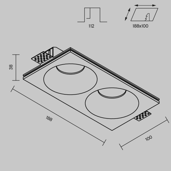 Встраиваемый светильник Maytoni Technical Gyps Modern DL129-GU10-02-W