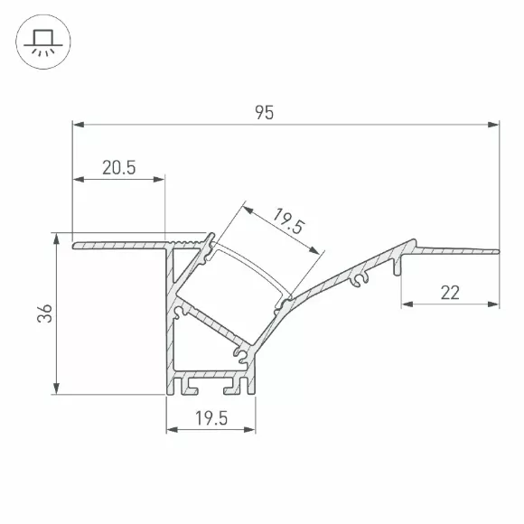 Профиль Arlight FANTOM-W45-BEVEL-2000 WHITE 039949