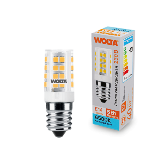 Светодиодная лампа WOLTA 5Вт 6500K E14 кукуруза матовая WSTD-JCD-5W6KE14-C