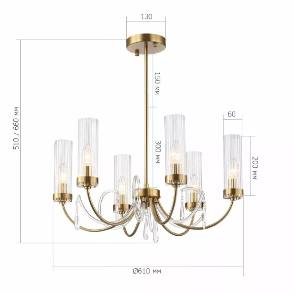 Люстра на штанге ST Luce Иллюмиа SL1400.303.06, Латунь, Прозрачный, Металл, вид сверху Люстра на штанге ST Luce Иллюмиа SL1400.303.06, Латунь, Прозрачный, Металл, вид сверху