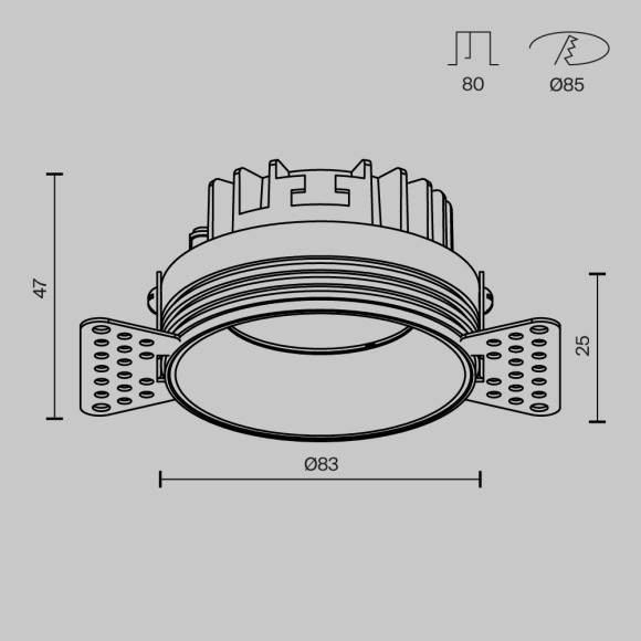 Встраиваемый светильник Maytoni Technical Okno DL055-8W3-4-6K-TRS-B