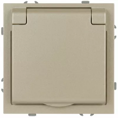 Розетка Эра Galaxy 15-2103-04 c заземлением 2P+E Schuko со шторками с крышкой 16А-250В IP20 шампань Б0070664