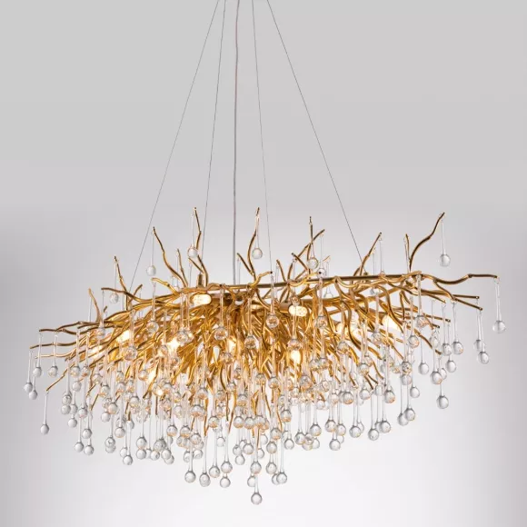Подвесная люстра Divinare Salice 3132/01 SP-13, Матовое золото, Прозрачный, Золото, крупный план Подвесная люстра Divinare Salice 3132/01 SP-13, Матовое золото, Прозрачный, Золото, крупный план