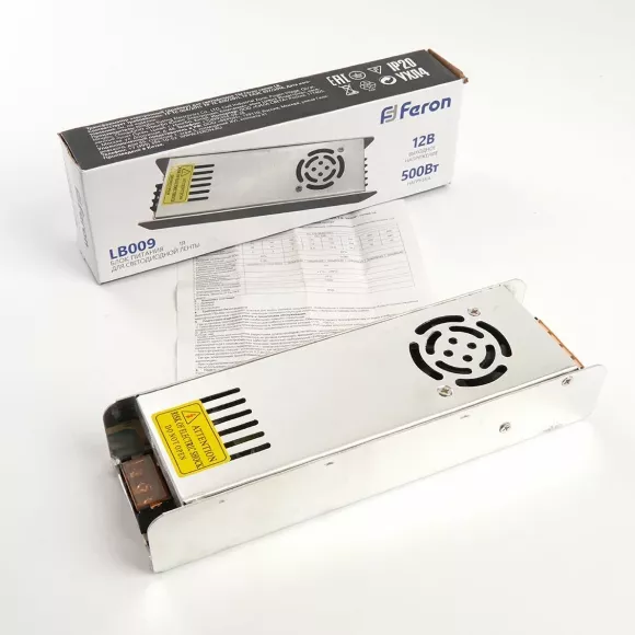 Трансформатор для светодиодной ленты Feron LB009 500Вт 12В IP20 48009 Трансформатор для светодиодной ленты Feron LB009 500Вт 12В IP20 48009