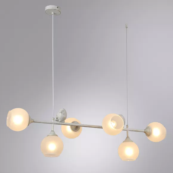 Подвесная люстра Arte Lamp Gemelli A2150SP-6WG, Белый, Металл, Стекло Подвесная люстра Arte Lamp Gemelli A2150SP-6WG, Белый, Металл, Стекло