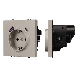 Механизм розетки с USB зарядкой Arlight SCT-NOBE-MUAC-SFPL-CA (230V, 16A) 059444