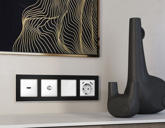 Комплект механизма TV розетки SAT 5-2400MHz 3.5dB Alfa Белый глянец Quant Ambrella Volt MA113050 (AP1130, VM215)