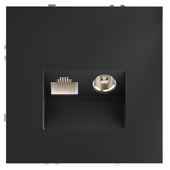 Розетка телевизионная встраиваемая Voltum S70 TV+RJ45 кат. 6, (графит) VLS060707