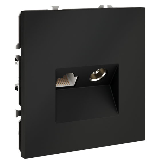 Розетка телевизионная встраиваемая Voltum S70 TV+RJ45 кат. 6, (графит) VLS060707