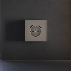 Накладка для розетки с заземлением и защитными шторками, с USB A+A Voltum S70 (капучино) VLS000914