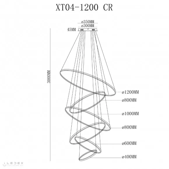 Подвесная люстра iLedex Axis XT04-D1200 CR, Хром, Нейтральный белый, Металл Подвесная люстра iLedex Axis XT04-D1200 CR, Хром, Нейтральный белый, Металл