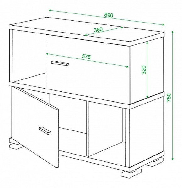 Тумба комбинированная Домино СБ-30/2 MER_SB-30_2_V