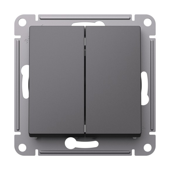 Переключатель 2-клавишный перекрестный, 2 x сх. 7, 10АХ, механизм Systeme Electric AtlasDesign Базальт ATN001473