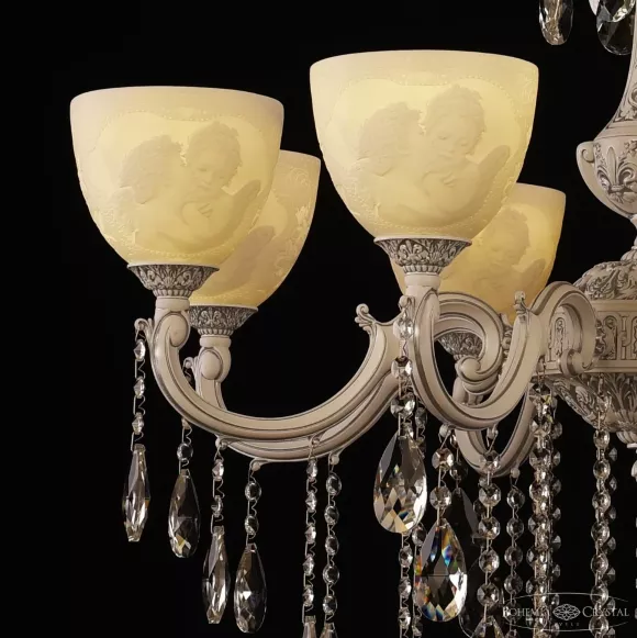Подвесная люстра Bohemia Ivele Crystal AL78101/8/250 B WMN P1 U Angel, Белый, Металл, Керамика, декоративные элементы крупным планом
