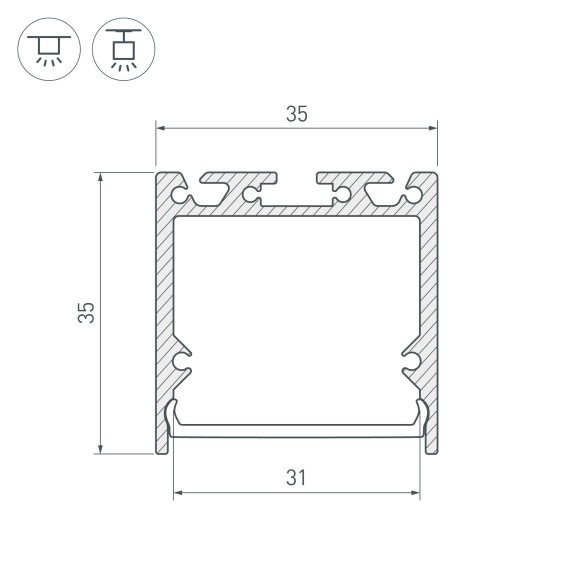 Алюминиевый профиль Arlight с экраном SL-LINE-3535-2500 WHITE+OPAL 036302